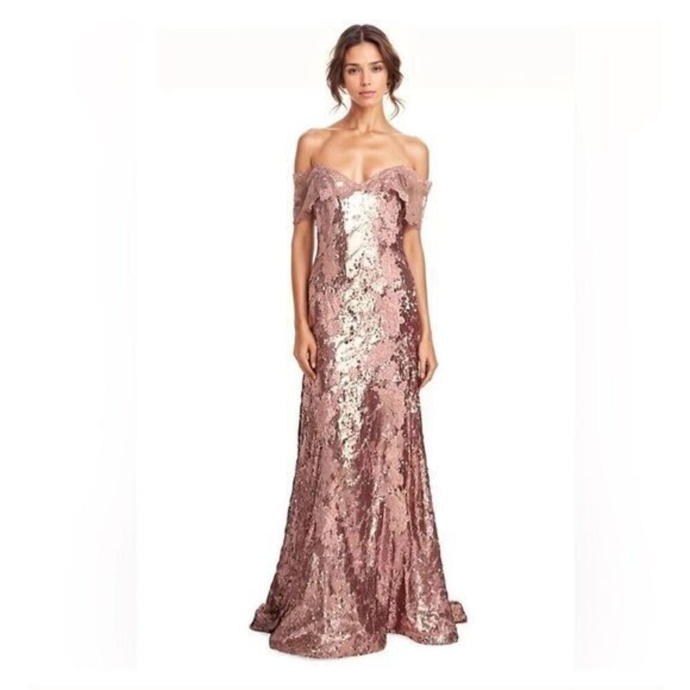 Rene Ruiz Collection Sequined Off-The-Shoulder Gown Size 6